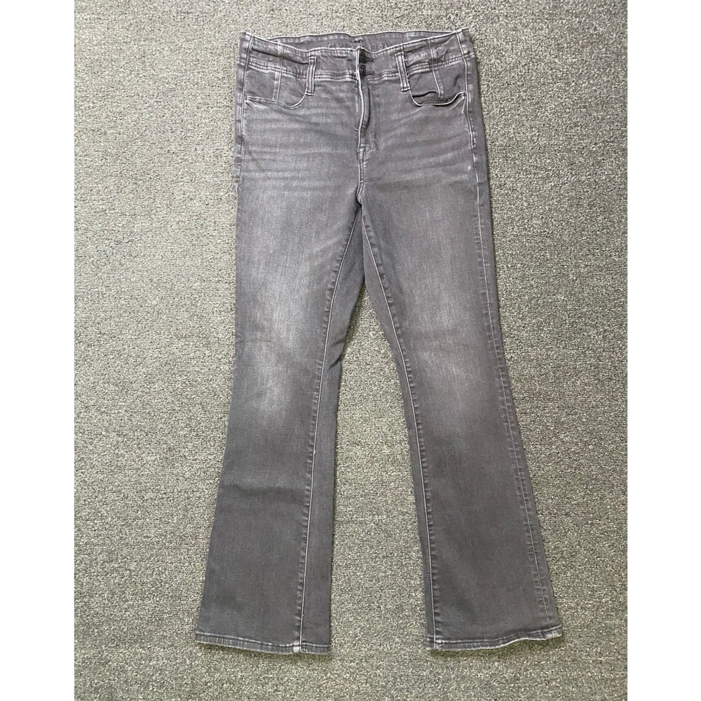 American Eagle High-Rise Skinny Kick Jeans Gray Womens 10 Short Stretch Flare